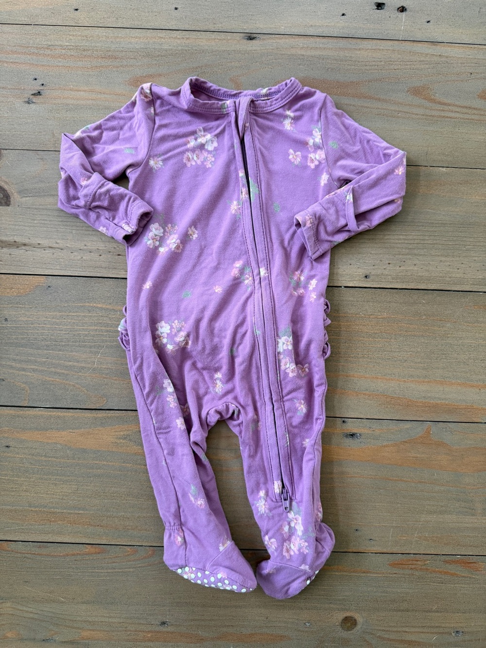 Like New Angel Dear Lavender Floral Bamboo Zip Sleeper - 0-3 Momths